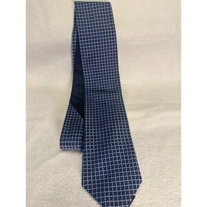 Tommy Hilfiger Mens Blue Geometric Silk Necktie Made in USA Classic Formal Tie